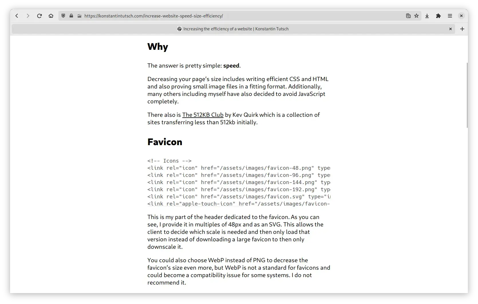 A browser window with a blog post open. Gray code.